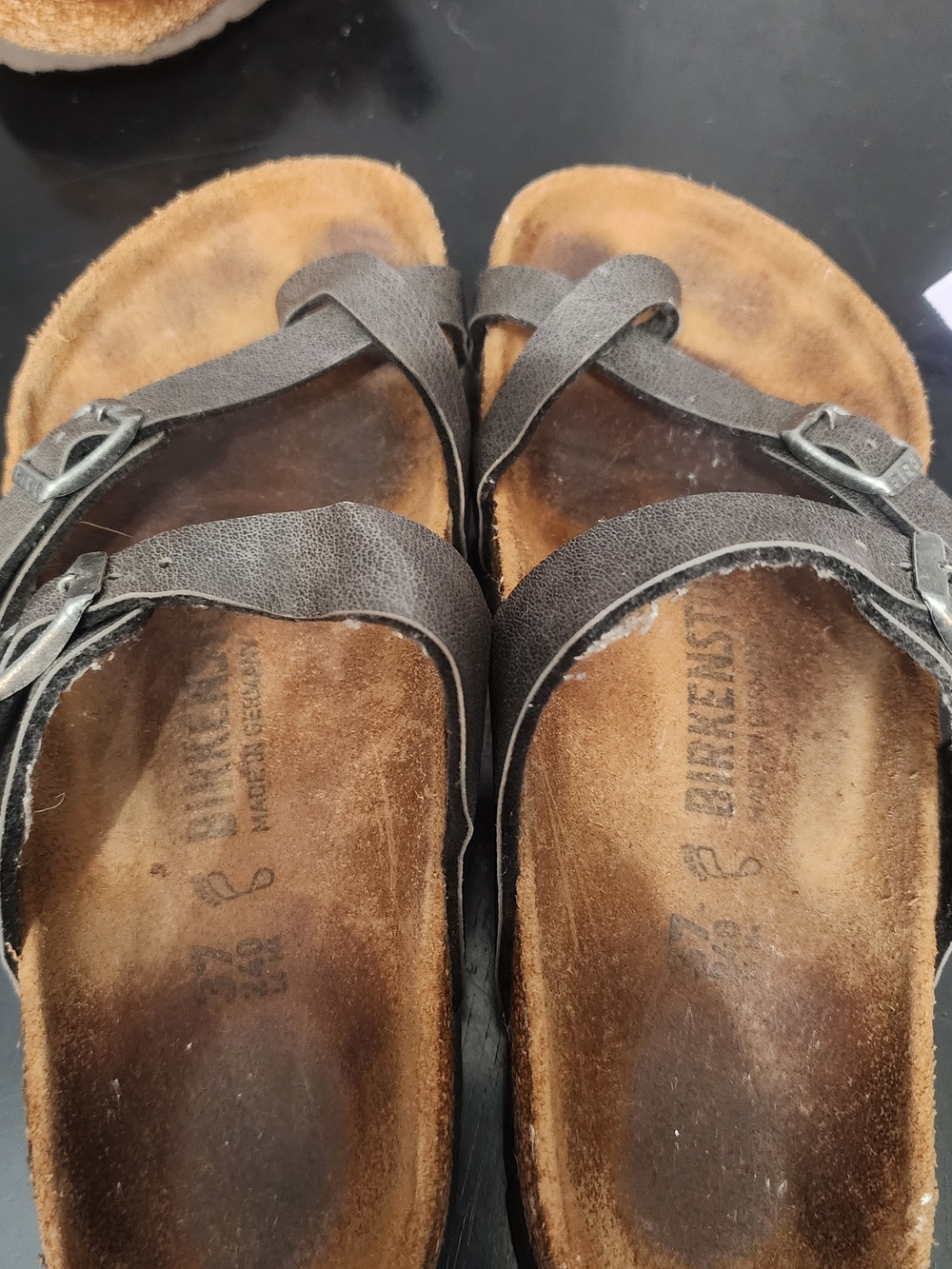 Birkenstock Women's Brown Leather Two-Strap Footbed Sandals